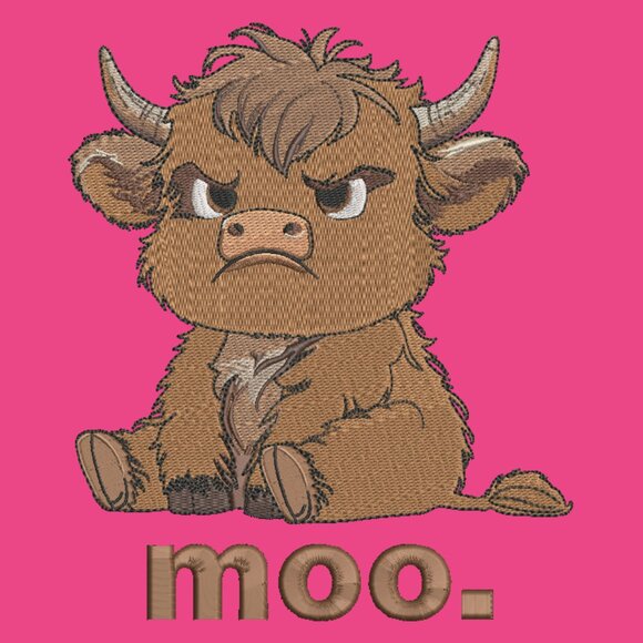 Grumpy Highland Cow Embroidered Adult Unisex Crewneck Sweatshirt - Picture 5 of 16